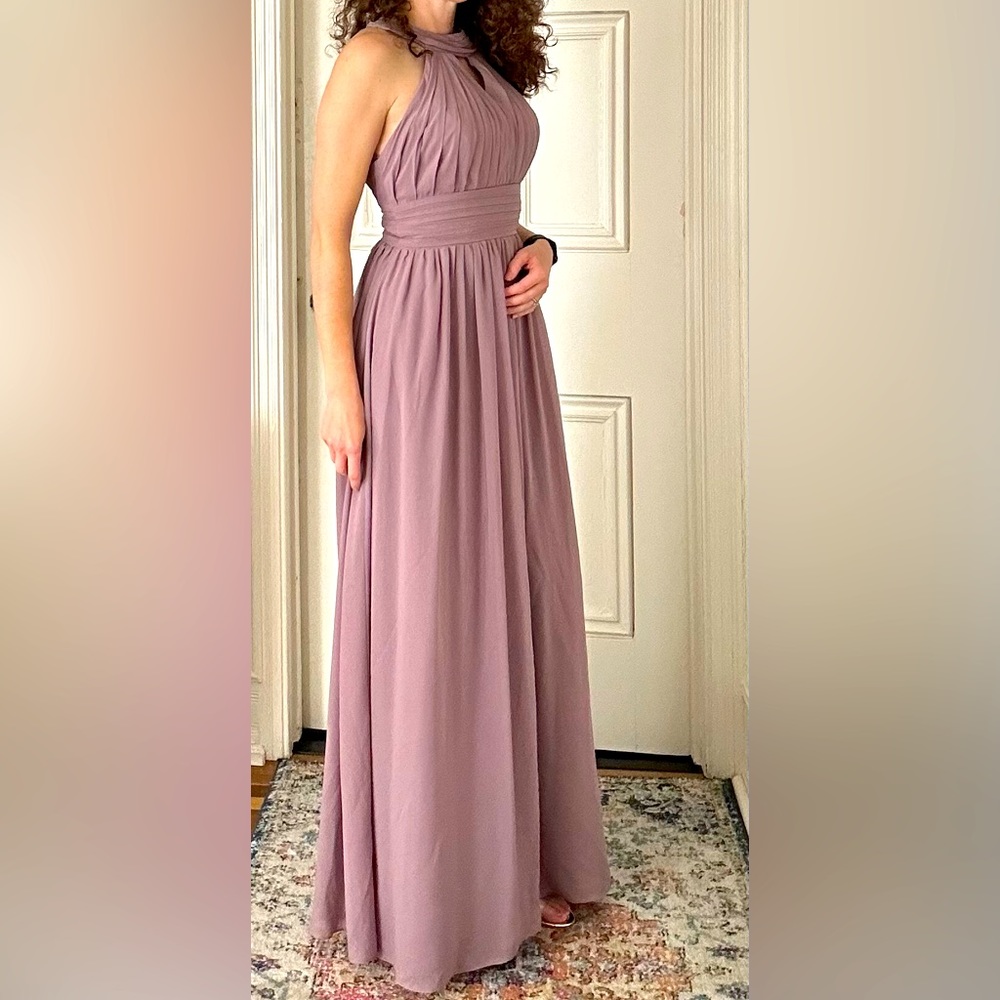 Springtime lavender long, formal gown